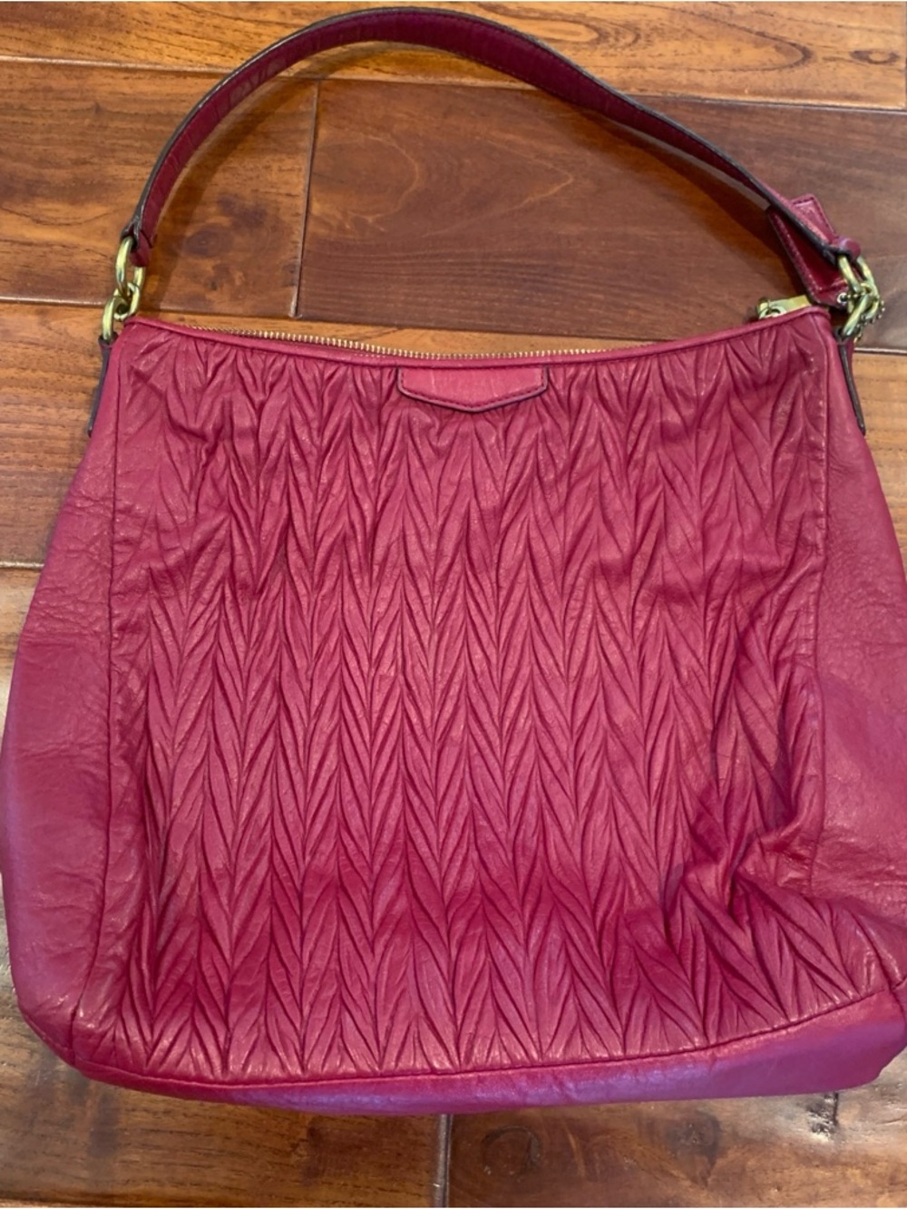 COACH Madison Gathered Convertible Hobo Bag Raspberry AUTHENTIC - Picture 4 of 16